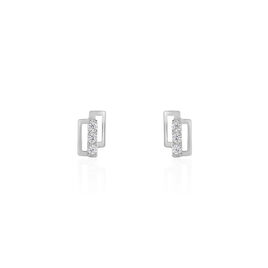 Boucles D'oreilles Puces Youssa Barrettes Or Blanc Oxyde De Zirconium - Clous d'oreilles Femme | Histoire d’Or