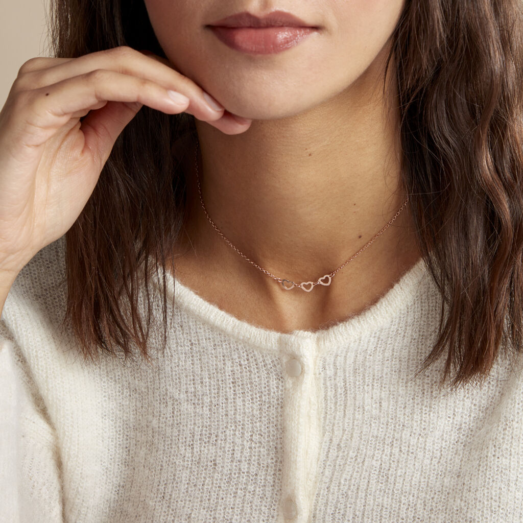 Collier Trinity Argent Rose - Ras de cou Femme | Histoire d’Or