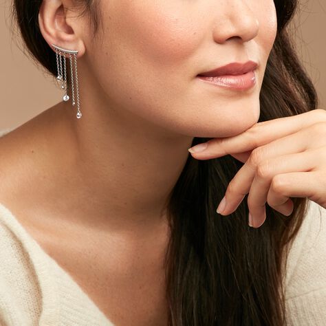 Boucles D'oreilles Pendantes Cainan Argent Blanc Oxyde De Zirconium - Boucles d'oreilles fantaisie Femme | Histoire d’Or