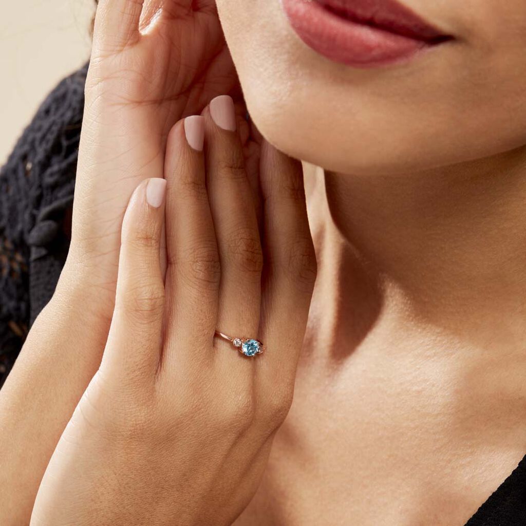 Bague Solitaire Shir Argent Rose Oxyde De Zirconium - Bagues solitaires Femme | Histoire d’Or