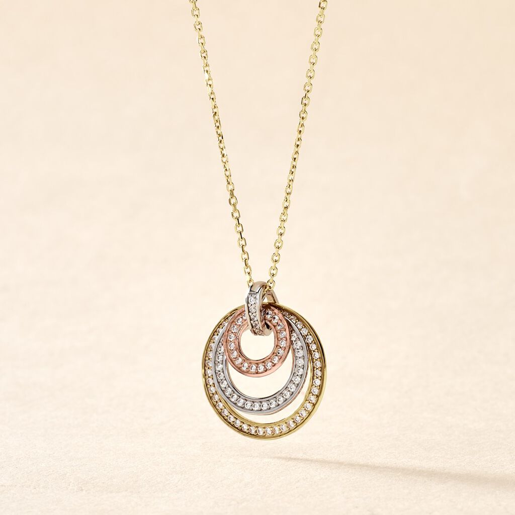 Collier Rama Or Tricolore Oxyde De Zirconium - Colliers Femme | Histoire d’Or