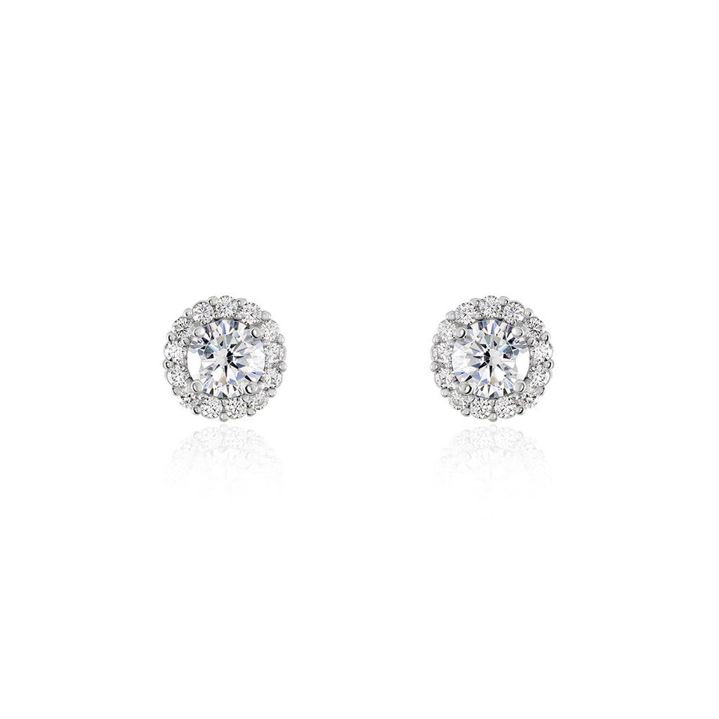 Boucles D'oreilles Puces Eternite Argent Blanc Oxyde De Zirconium - Boucles d'oreilles fantaisie Femme | Histoire d’Or