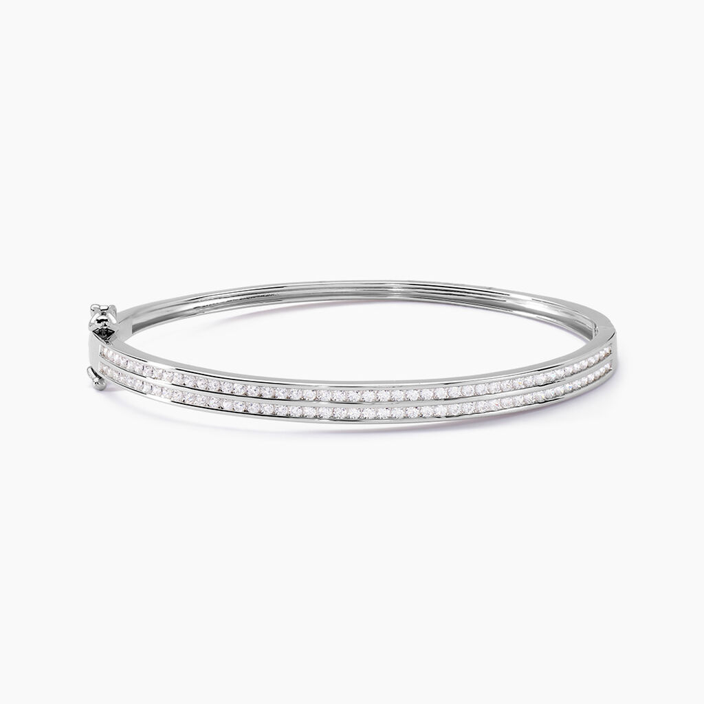 Bracelet Jonc Carinne Argent Blanc Oxyde De Zirconium - Bracelets joncs Femme | Histoire d&rsquo;Or