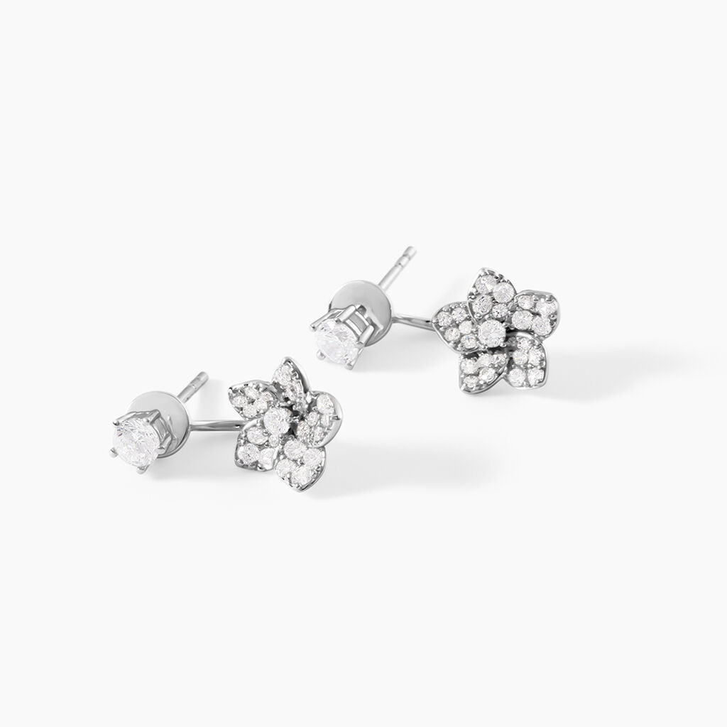 Boucles D'Oreilles Puces Sephine Argent Blanc Oxyde De Zirconium - Boucles d'oreilles fantaisie Femme | Histoire d&rsquo;Or