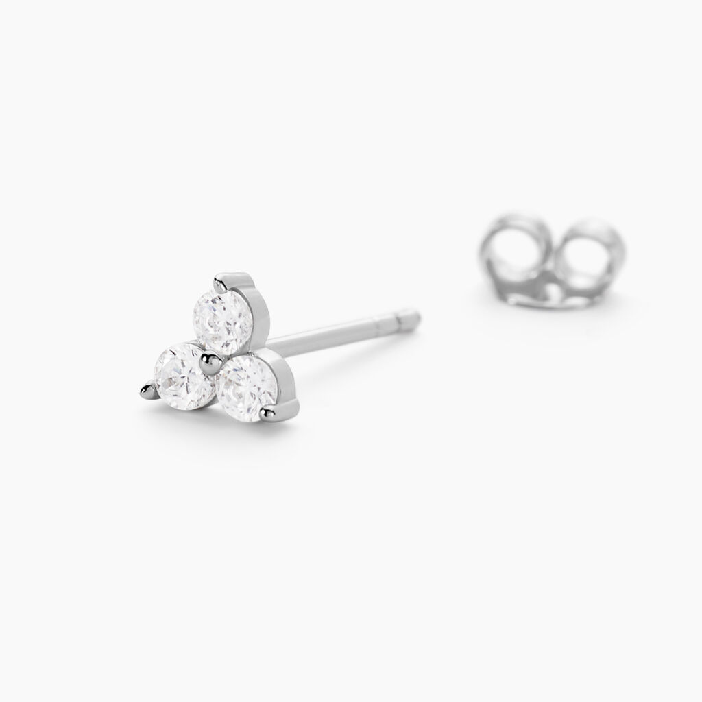 Boucles D'oreilles Puces Thylane Argent Blanc Oxyde De Zirconium - Boucles d'oreilles fantaisie Femme | Histoire d’Or