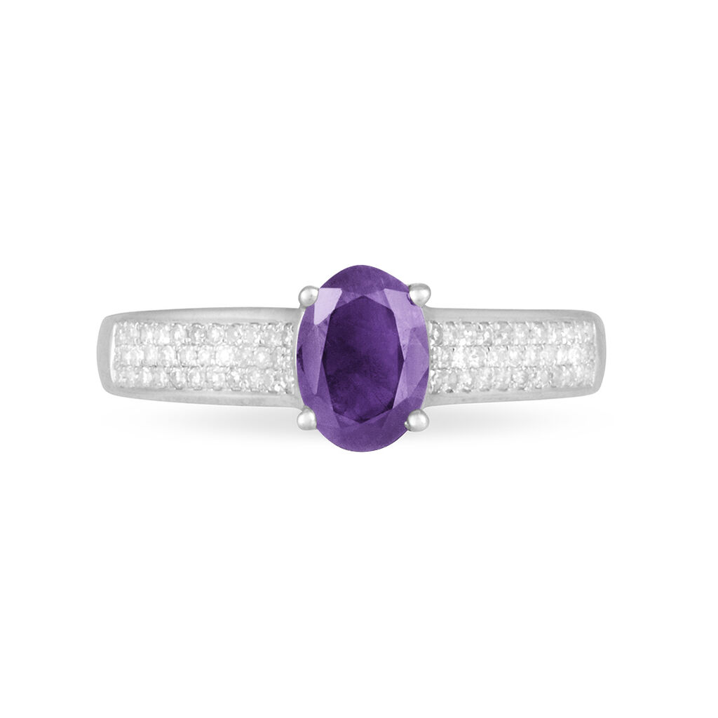 Bague Crista Or Blanc Amethyste Et Diamant - Bagues solitaires Femme | Histoire d&rsquo;Or
