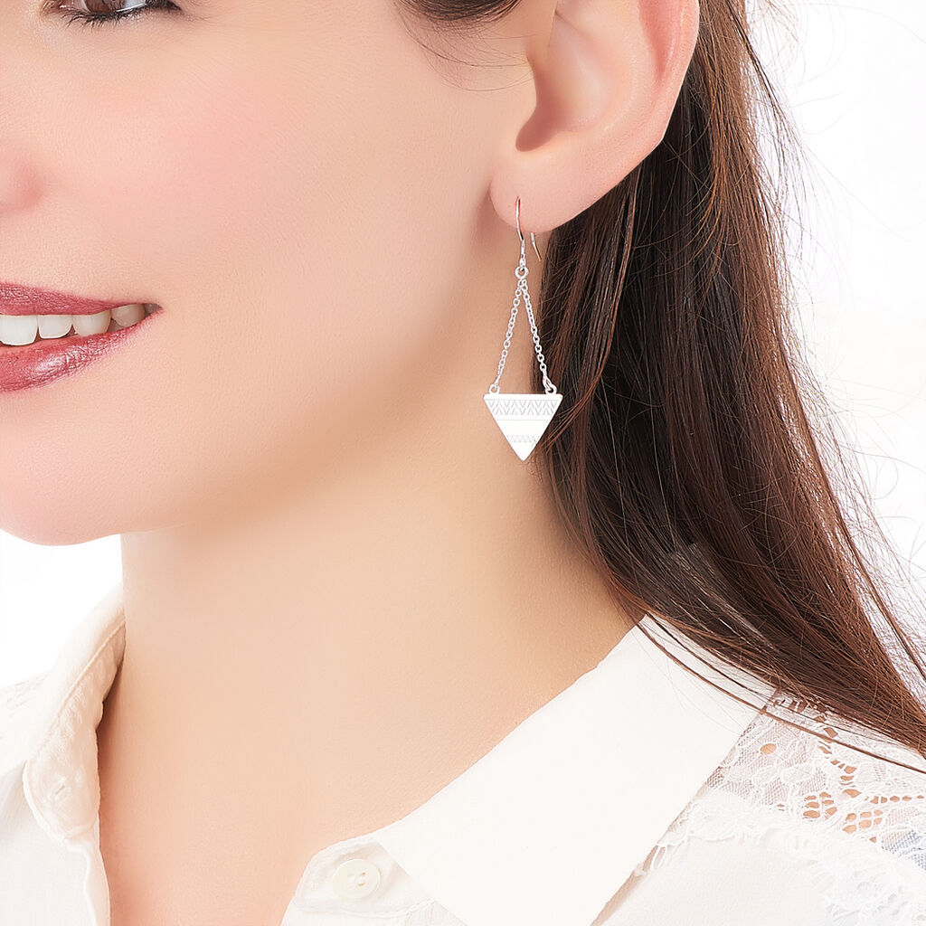 Boucles D'oreilles Pendantes Mahala Argent Blanc - Boucles d'oreilles fantaisie Femme | Histoire d’Or