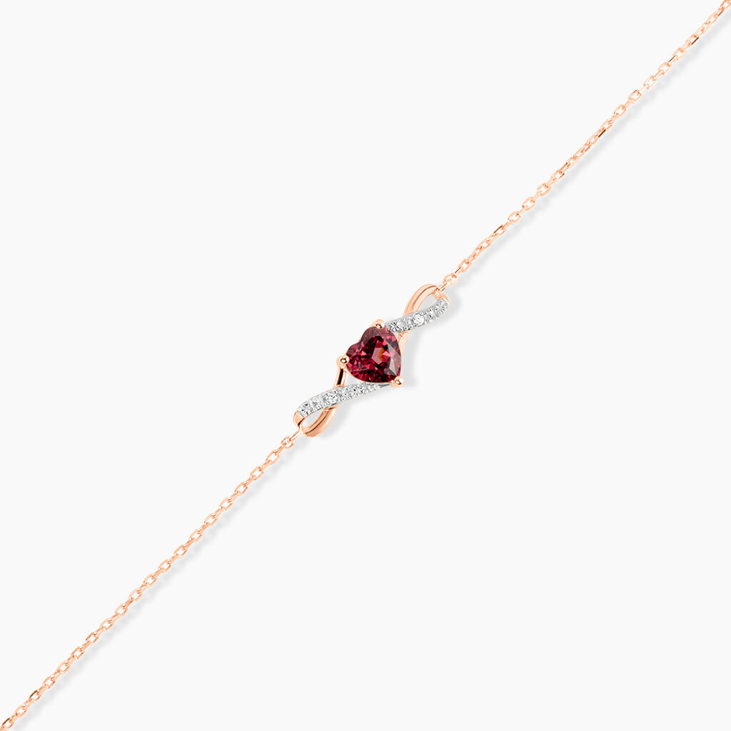 Bracelet Clothilde Or Rose Grenat Oxyde De Zirconium - F&ecirc;te des m&egrave;res Femme | Histoire d&rsquo;Or