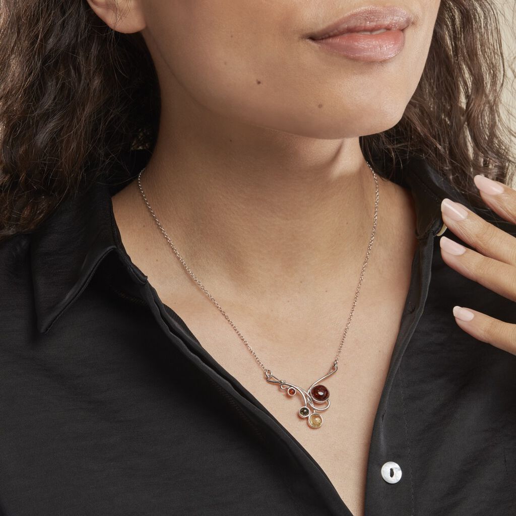 Collier Argent Blanc Dorka Ambres - Colliers fantaisie Femme | Histoire d’Or