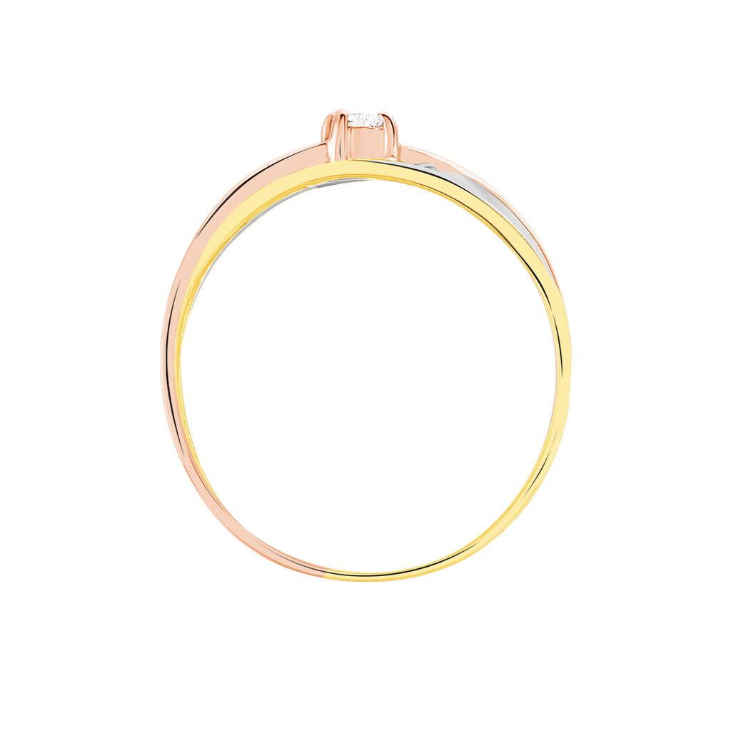 Bague Solitaire Gisla Or Tricolore Diamant - Bagues solitaires Femme | Histoire d&rsquo;Or