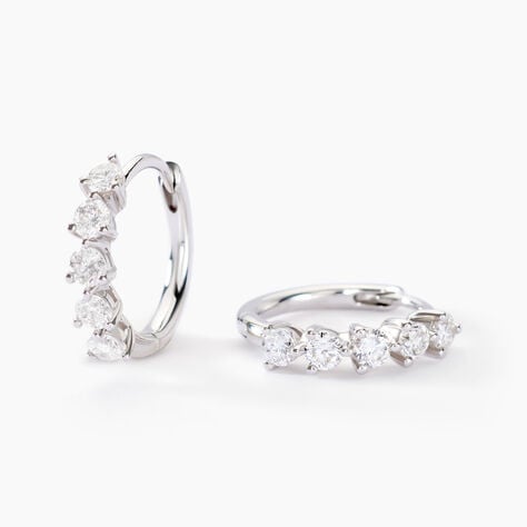 Cr&eacute;oles Katana Or Blanc Diamant Synth&eacute;tique - Boucles d'oreilles cr&eacute;oles Femme | Histoire d&rsquo;Or