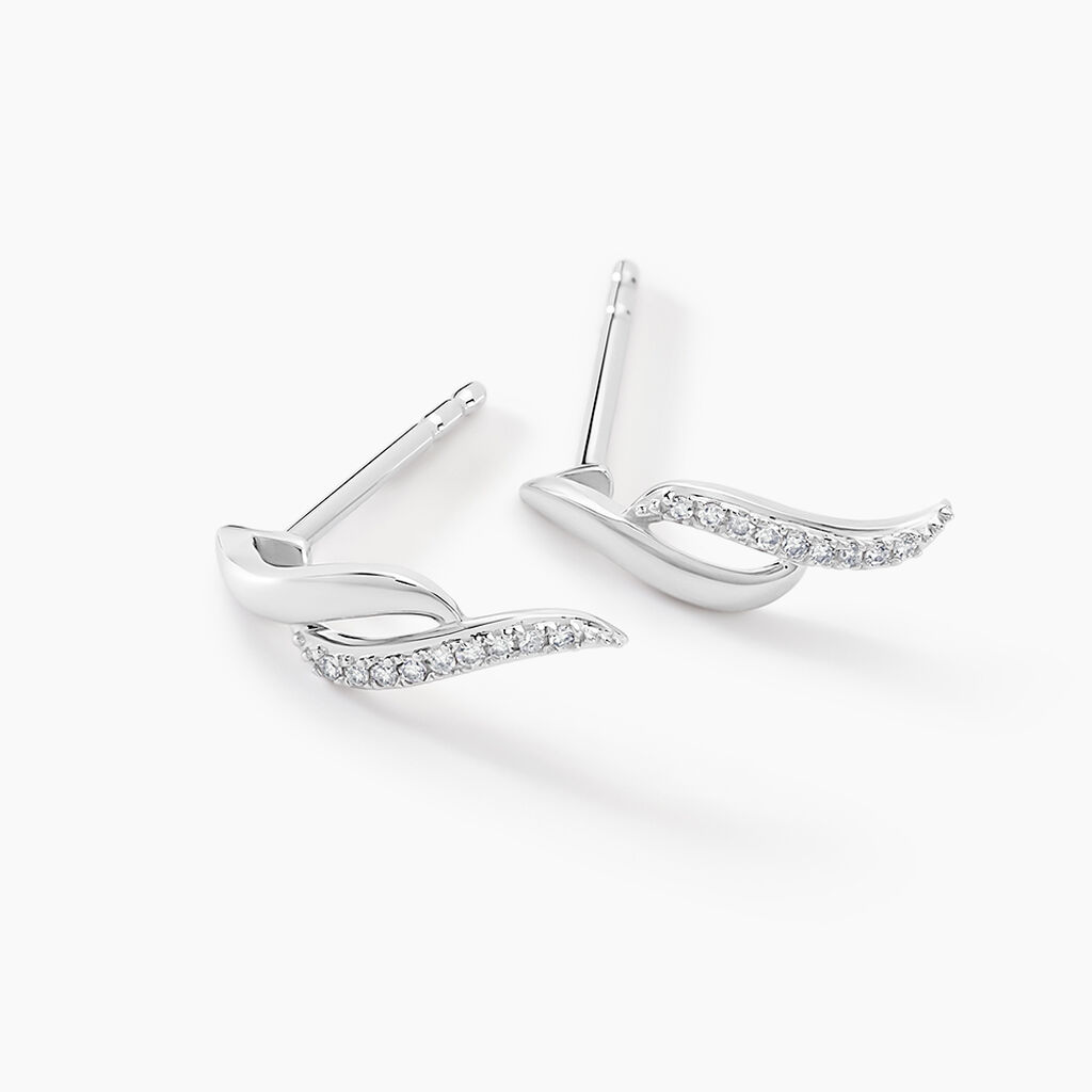 Boucles D'oreilles Puces Callum Or Blanc Diamant - Clous d'oreilles Femme | Histoire d’Or