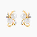 Boucles D'oreilles Puces Wandula Or Jaune Perle De Culture Oxyde - Clous d'oreilles Femme | Histoire d&rsquo;Or