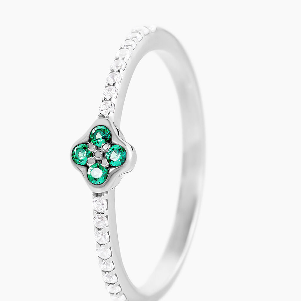 Bague Clova Argent Blanc Pierre De Synthese Oxyde De Zirconium - Bagues avec pierre Femme | Histoire d&rsquo;Or