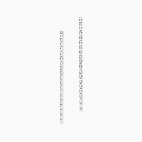Boucles D'oreilles Pendantes Lou-anne Argent Blanc Oxyde De Zirconium - Boucles d'oreilles fantaisie Femme | Histoire d&rsquo;Or