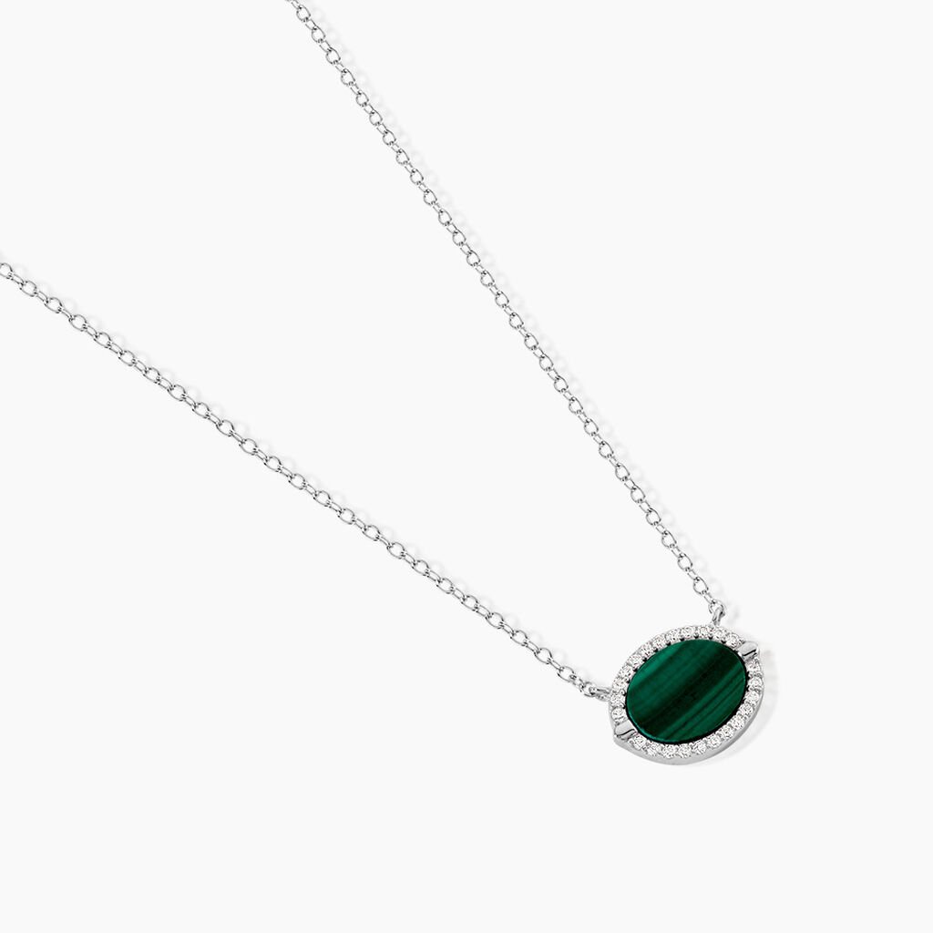 Collier Margot Argent Blanc Malachite Oxyde De Zirconium -  Femme | Histoire d&rsquo;Or