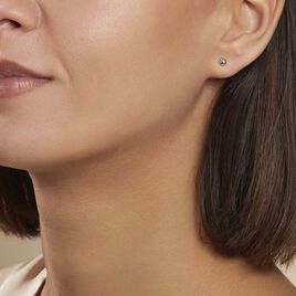 Boucles D'oreilles Puces Fidelia Boule Or Blanc - Clous d'oreilles Femme | Histoire d’Or