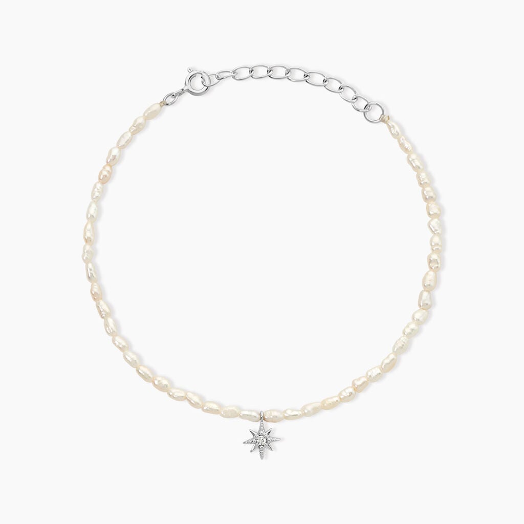 Bracelet Shelah Argent Blanc Perle De Culture Oxyde De Zirconium - Bracelets Femme | Histoire d&rsquo;Or