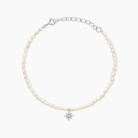Bracelet Shelah Argent Blanc Perle De Culture Oxyde De Zirconium - Bracelets Femme | Histoire d&rsquo;Or
