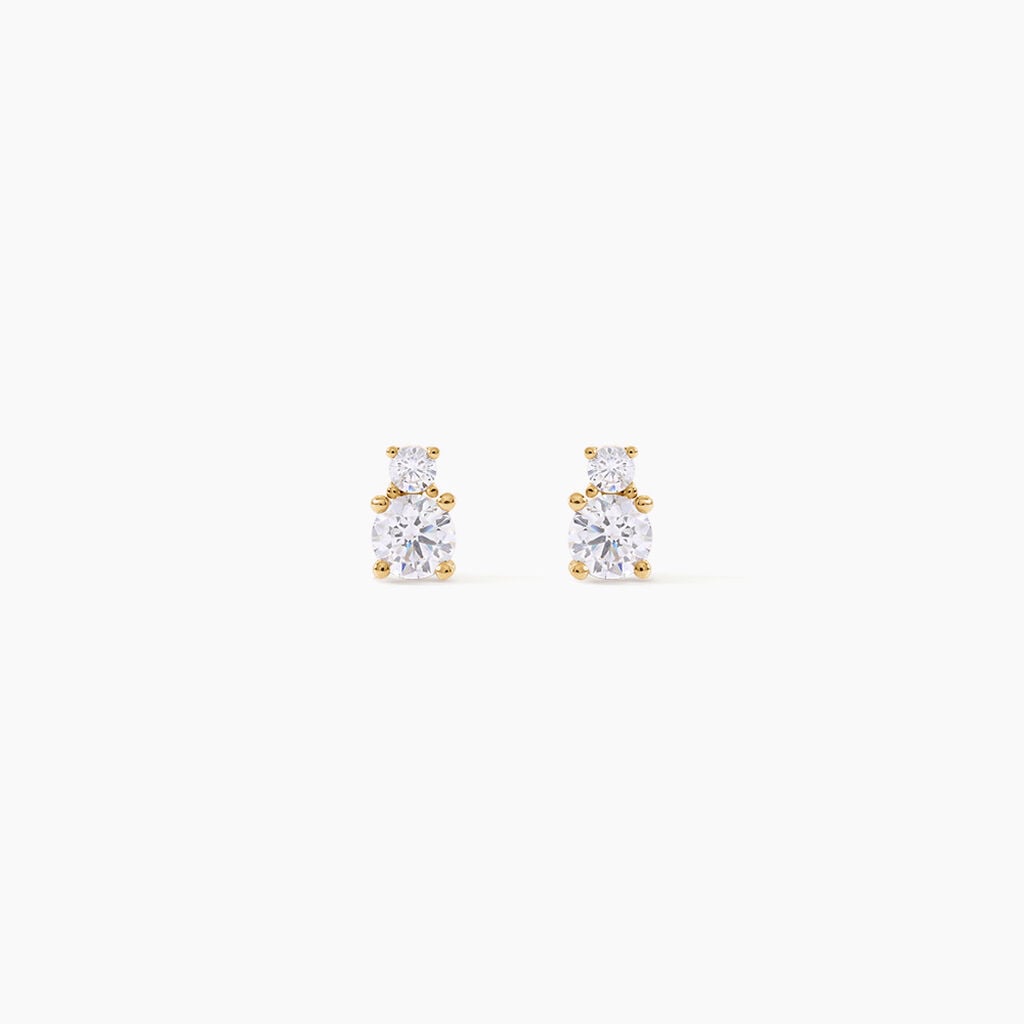 Boucles D'Oreilles Puces Constancia Argent Dor&eacute; A L'Or 750/1000 Oxyde De Zirconium - Boucles d'oreilles fantaisie Enfant | Histoire d&rsquo;Or