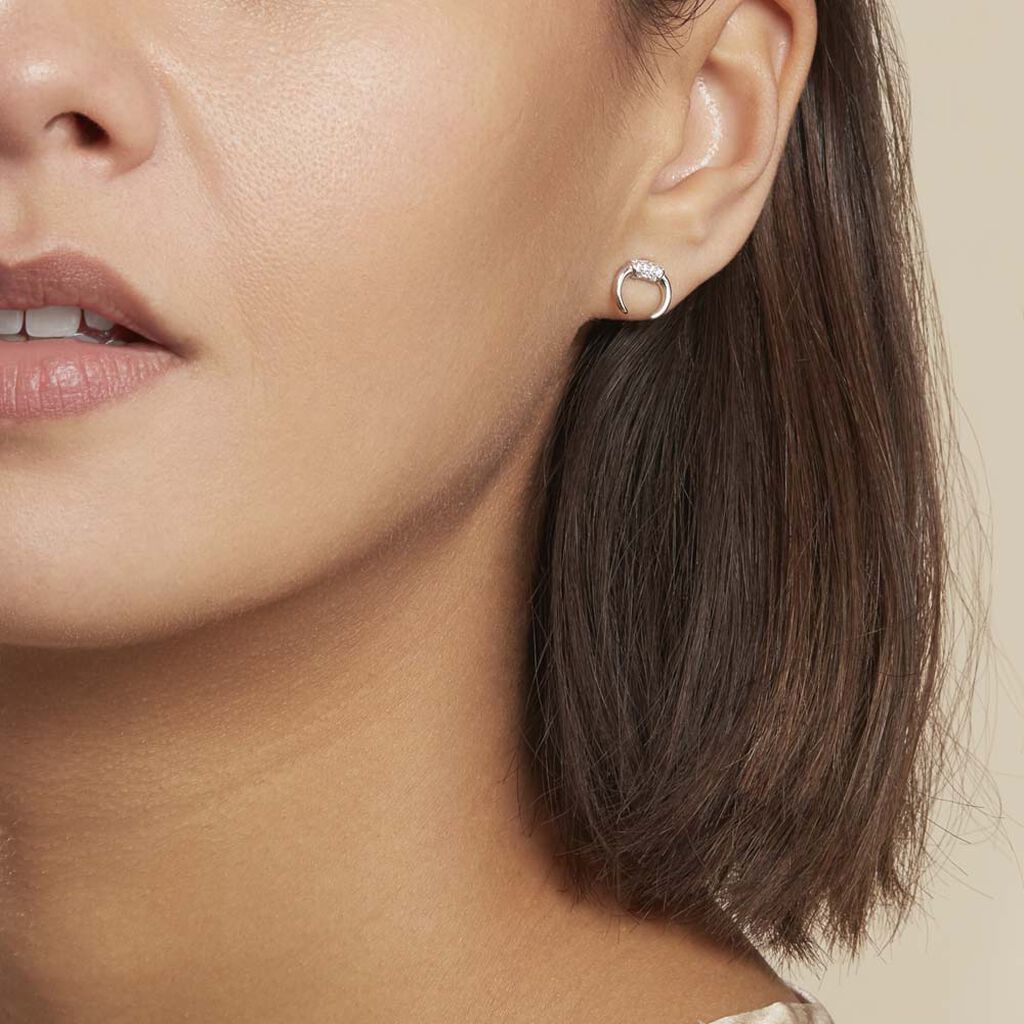 Boucles D'oreilles Puces Corneliana Argent Blanc Oxyde De Zirconium - Boucles d'oreilles fantaisie Femme | Histoire d’Or