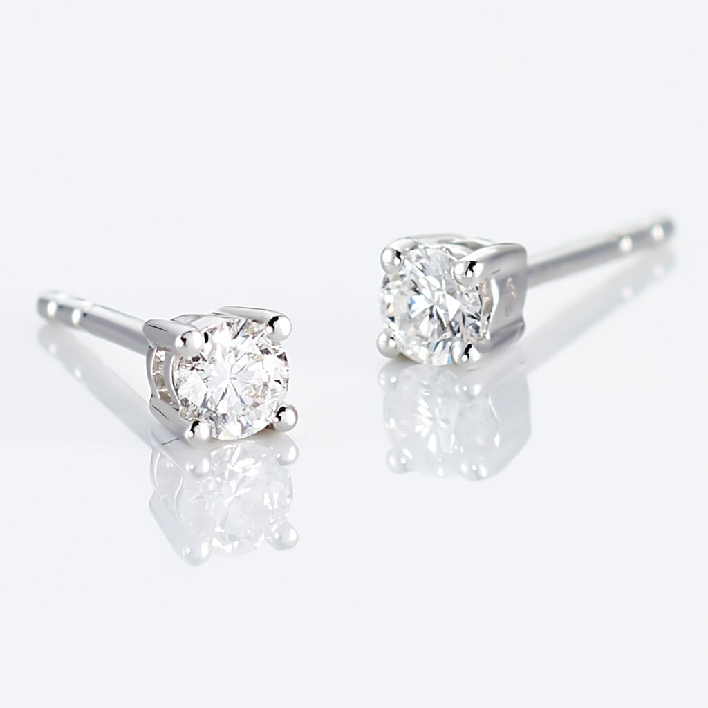 Boucles D'oreilles Puces Victoria Or Blanc Diamant - Clous d'oreilles Femme | Histoire d&rsquo;Or
