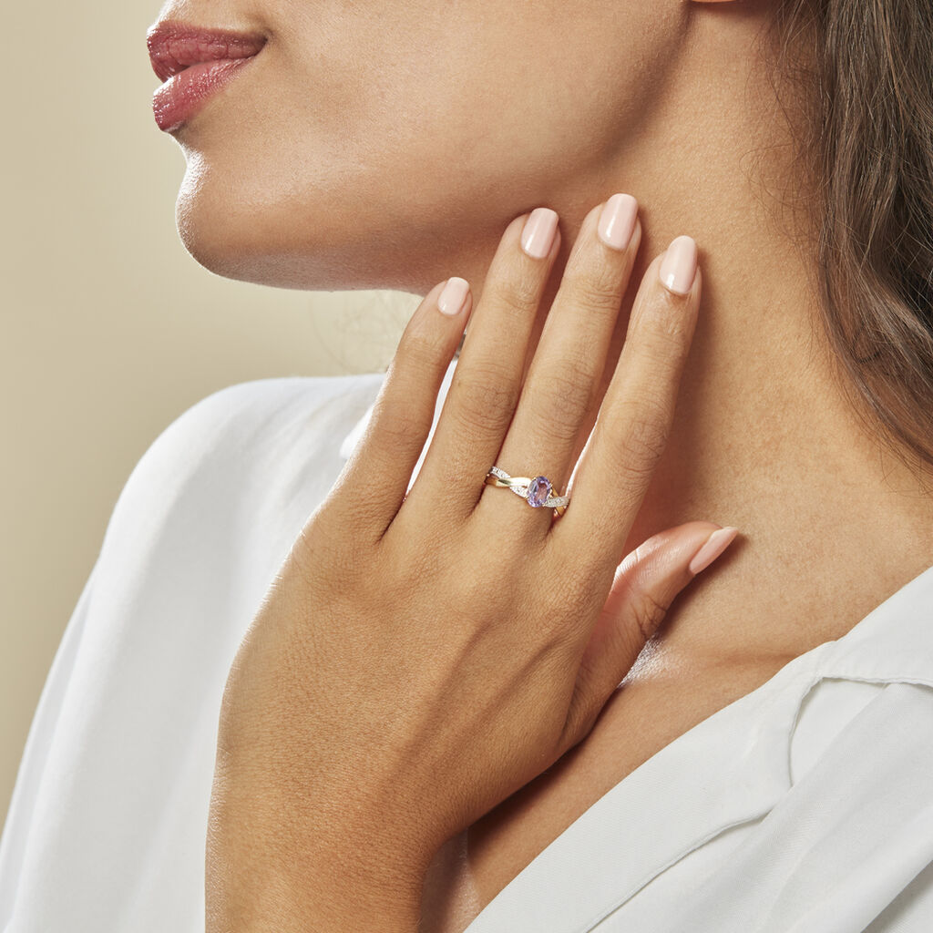 Bague Candice Or Jaune Amethyste - Bagues solitaires Femme | Histoire d’Or