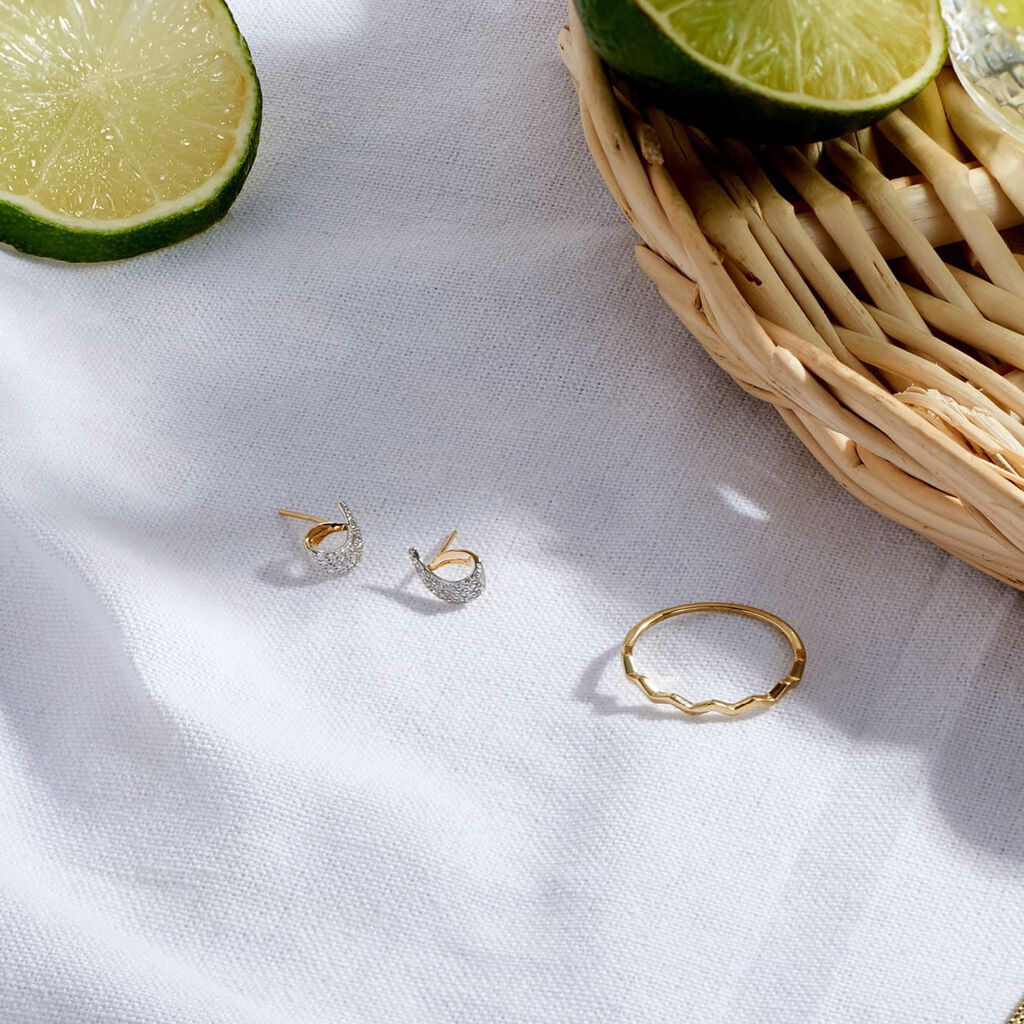 Boucles D'oreilles Puces Boucle D'or Or Jaune Oxyde De Zirconium - Clous d'oreilles Femme | Histoire d’Or