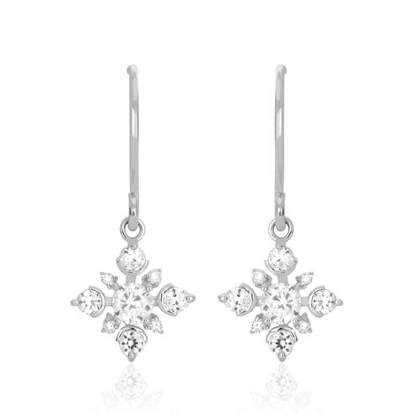 Boucles D'oreilles Pendantes Flocon Argent Blanc Oxyde De Zirconium - Boucles d'oreilles fantaisie Femme | Histoire d’Or
