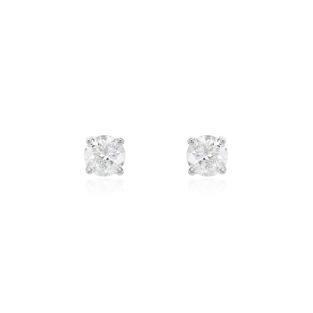 Boucles D'oreilles Puces One Or Blanc Diamants - Clous d'oreilles Homme | Histoire d&rsquo;Or