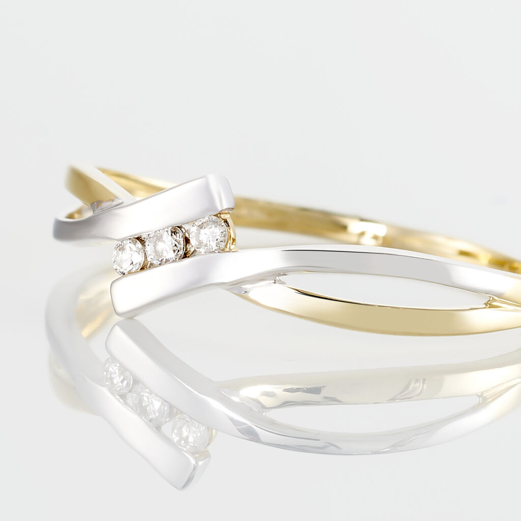 Bague Brixia Or Bicolore Diamant - Bagues avec pierre Femme | Histoire d’Or