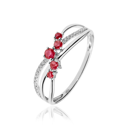 Bague Amarylis Or Blanc Rubis Diamant - Bagues avec pierre Femme | Histoire d’Or