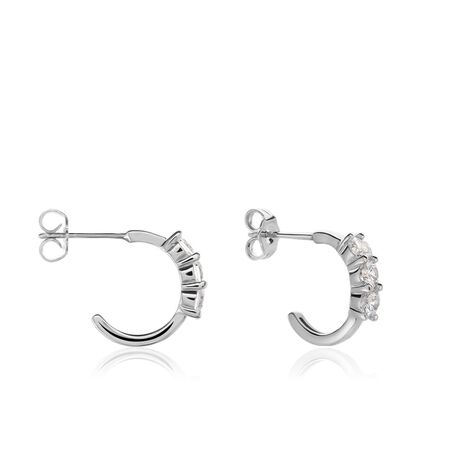 Créoles Argent Blanc Rosaure Oxydes De Zirconium - Boucles d'oreilles créoles Femme | Histoire d’Or