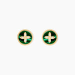 Boucles D'Oreilles Puces Talisman Or Jaune Malachite Diamant - Clous d'oreilles Femme | Histoire d&rsquo;Or