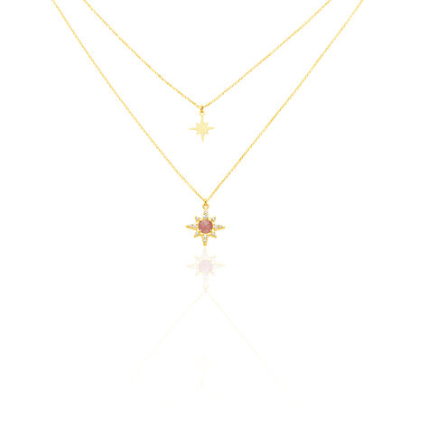 Collier Terrie Or Jaune Calcedoine Et Oxyde De Zirconium - Colliers doubles et triples chaînes Femme | Histoire d’Or