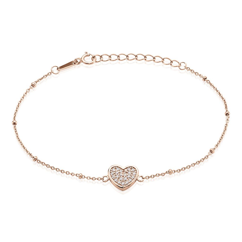 Bracelet Pascual Argent Met Rose Oxyde De Zirconium - Bracelets Coeur Femme | Histoire d’Or