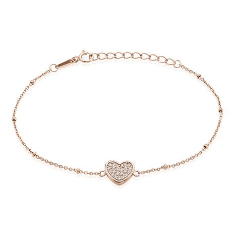 Bracelet Pascual Argent Met Rose Oxyde De Zirconium - Bracelets Coeur Femme | Histoire d’Or
