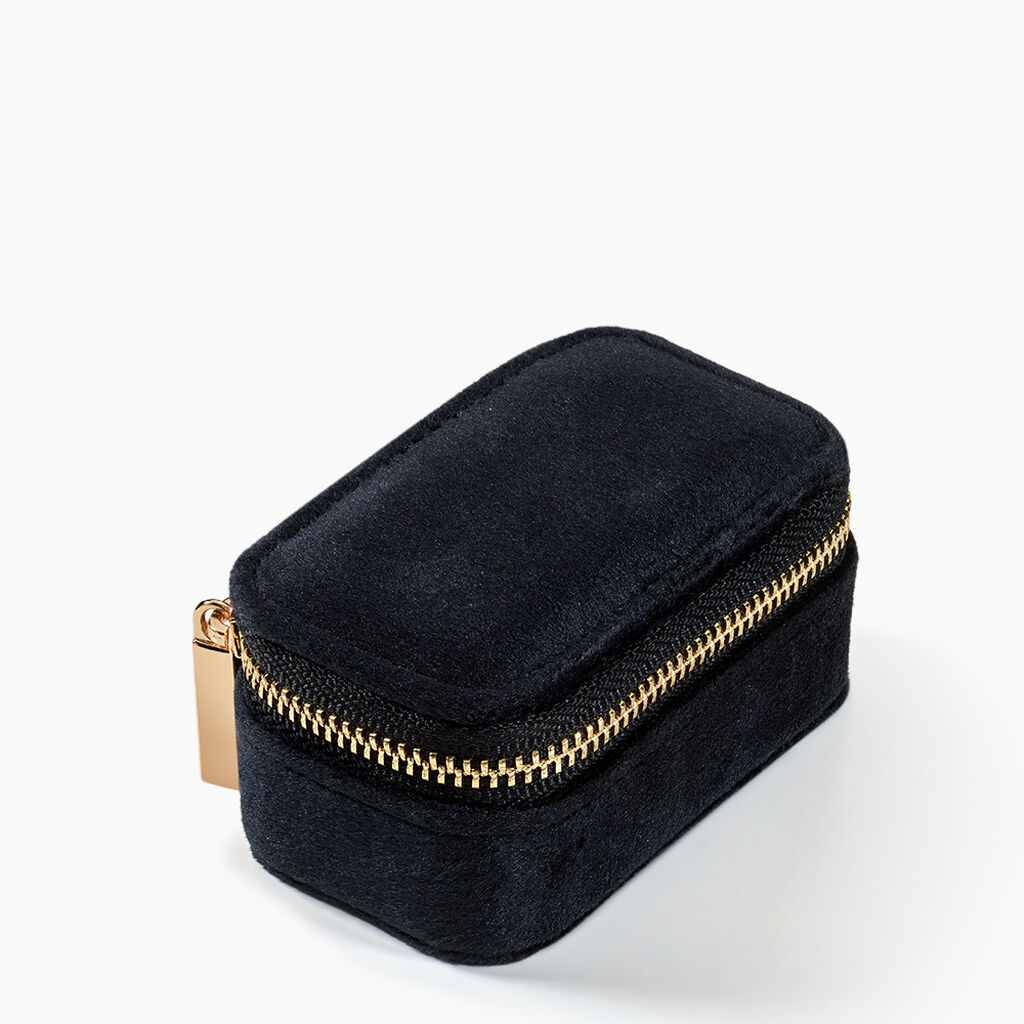 Boite &agrave; Bijou Tissu Noir - Id&eacute;es cadeaux Famille | Histoire d&rsquo;Or