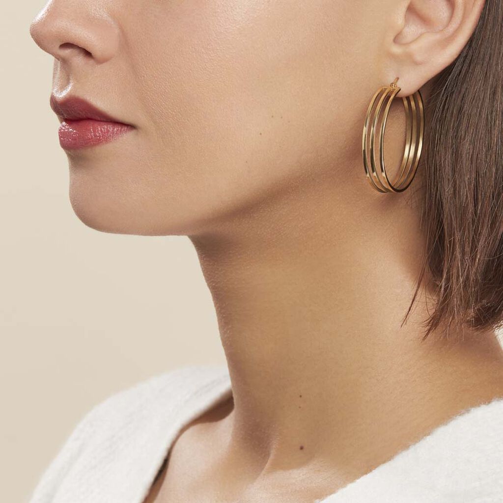 Créoles Adel Acier Jaune - Boucles d'oreilles créoles Femme | Histoire d’Or