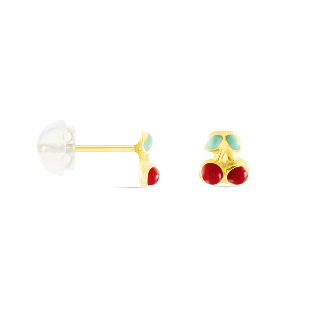 Boucles D'oreilles Puces Or Jaune Helicie Email - Clous d'oreilles Enfant | Histoire d’Or
