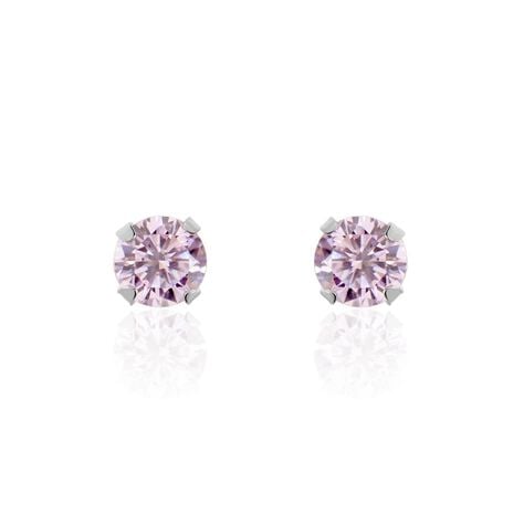 Boucles D'oreilles Puces Or Blanc Oxydes De Zirconium - Clous d'oreilles Femme | Histoire d’Or