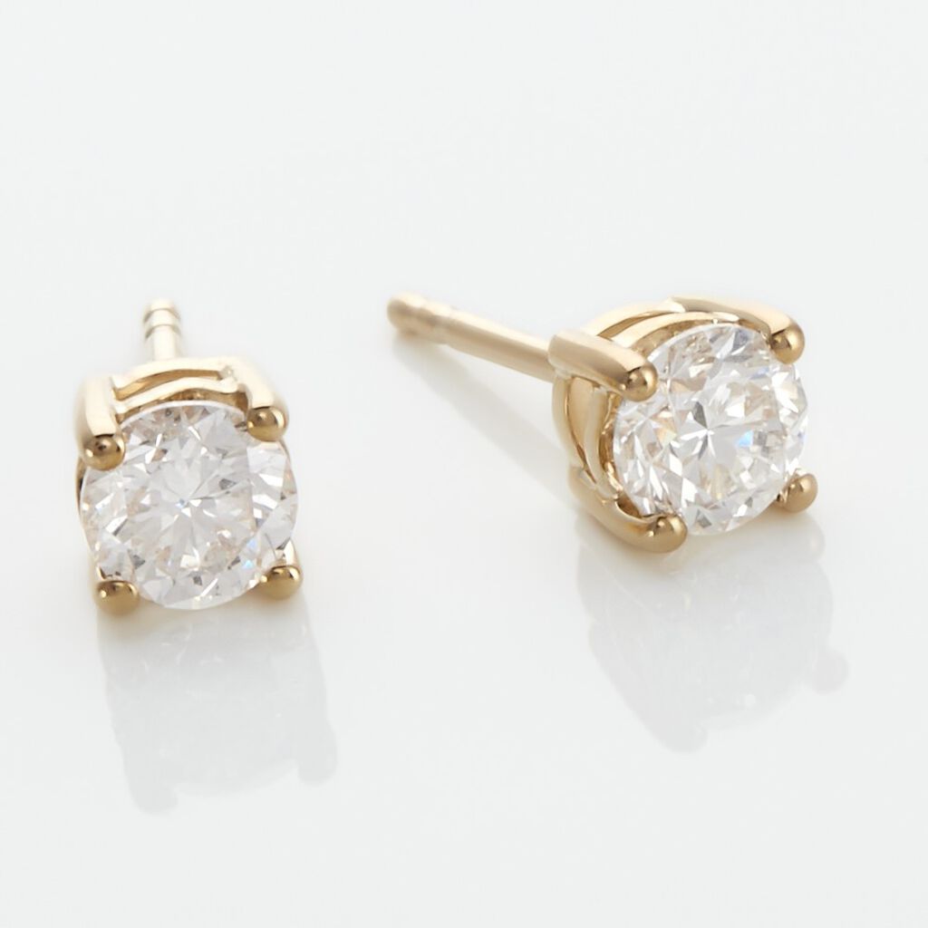 Boucles D'oreilles Puces Or Jaune Victoria Diamants - Clous d'oreilles Femme | Histoire d&rsquo;Or