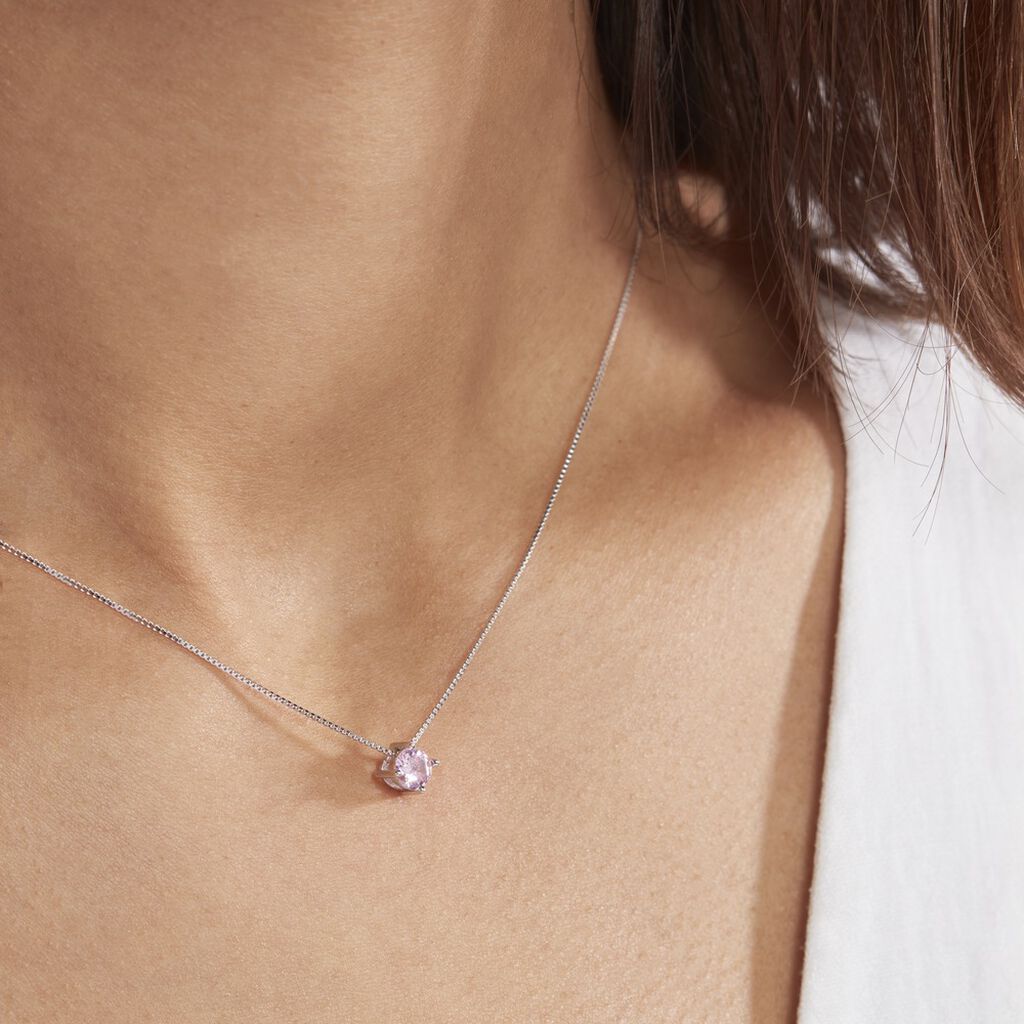 Collier Solitaire Argent Blanc Rio Santa Teresa Oxyde De Zirconium - Colliers fantaisie Femme | Histoire d’Or