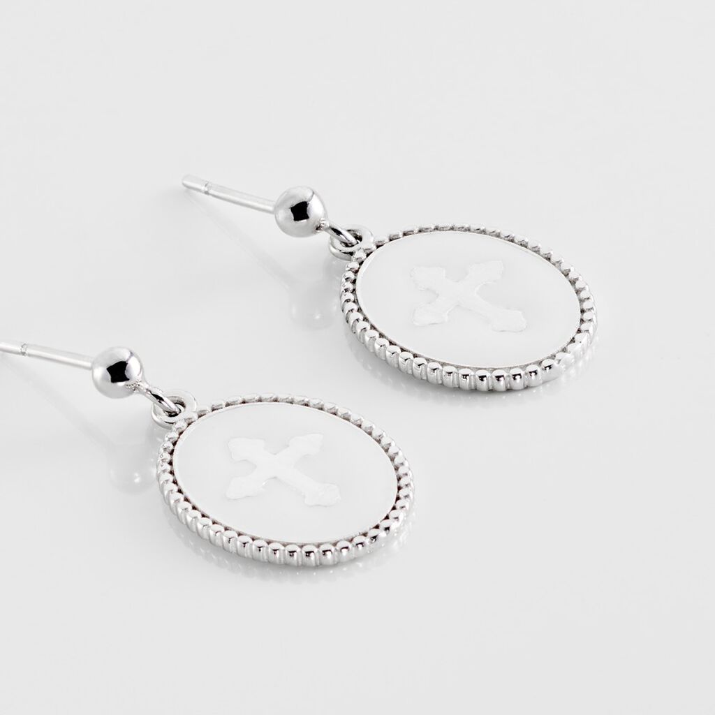 Boucles D'oreilles Pendantes Argent Gesse - Boucles d'Oreilles Croix Femme | Histoire d’Or