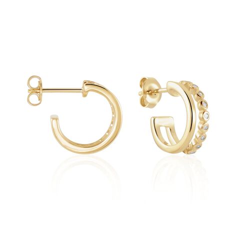 Créoles Plaqué Or Jaune Par Oxyde De Zirconium - Boucles d'oreilles créoles Femme | Histoire d’Or