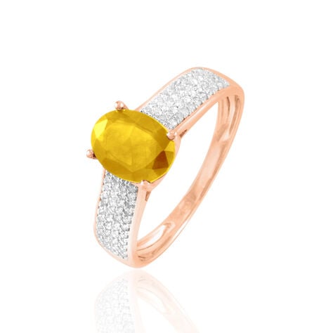 Bague Crista Or Rose Citrine Et Diamant - Bagues solitaires Femme | Histoire d&rsquo;Or