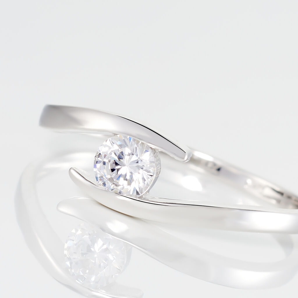 Bague Solitaire Camilia Or Blanc Oxyde De Zirconium - Bagues solitaires Femme | Histoire d’Or