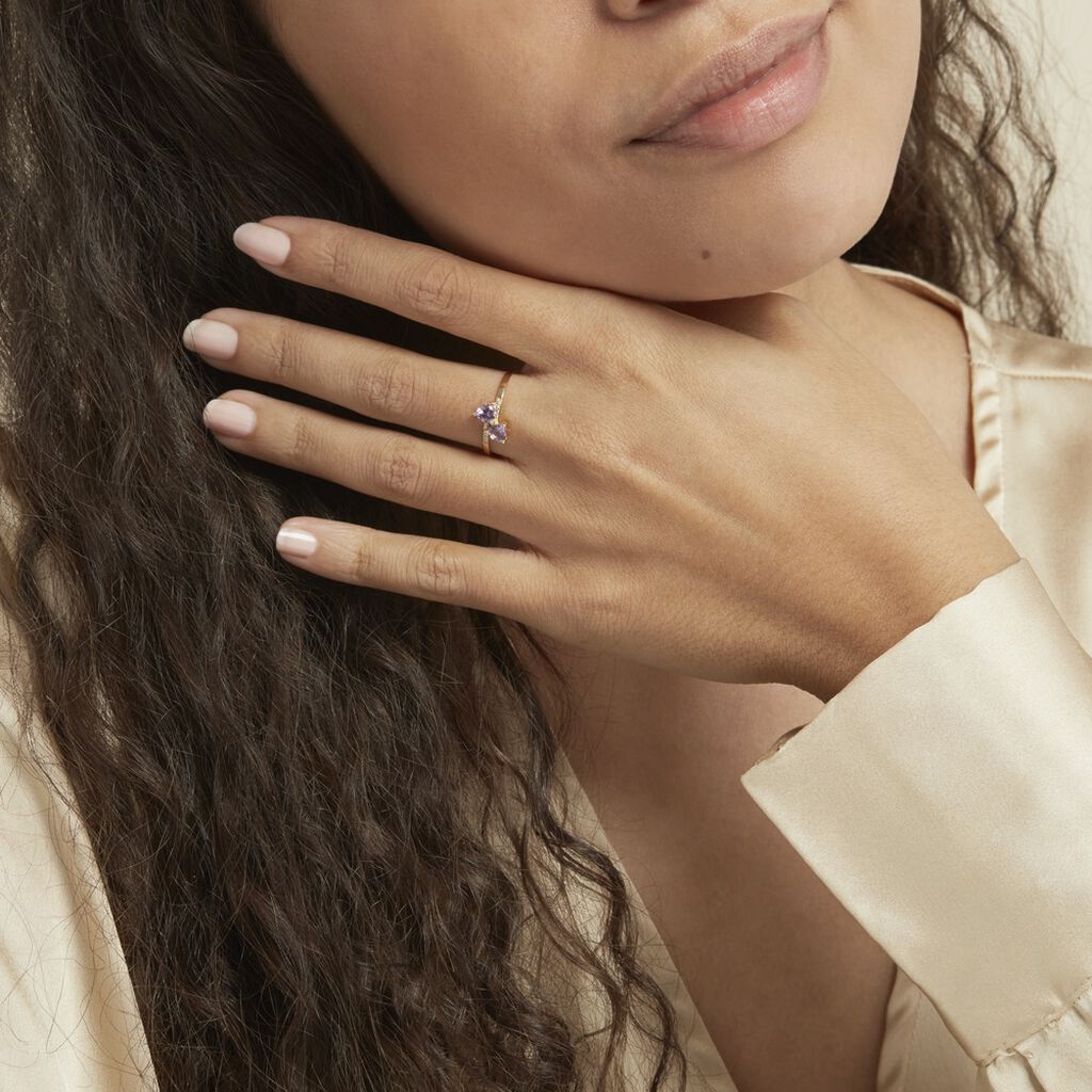 Bague Myrtie Or Jaune Amethyste Violet Oxyde De Zirconium - Bagues avec pierre Femme | Histoire d’Or