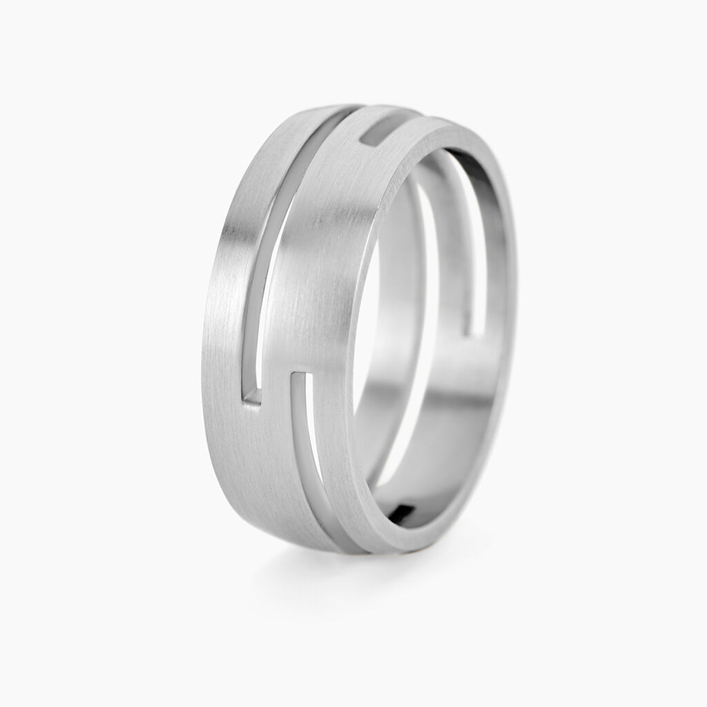 Bague Line Acier Blanc - Bagues fantaisie Homme | Histoire d&rsquo;Or