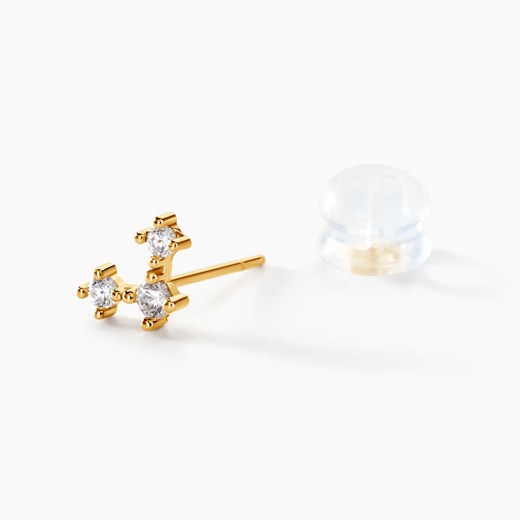 Boucles D'oreilles Puces Athanas Or Jaune Oxyde De Zirconium - Clous d'oreilles Femme | Histoire d’Or